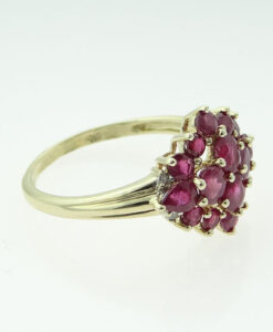 9ct Gold Ruby and Diamond Cluster Ring