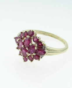 9ct Gold Ruby and Diamond Cluster Ring