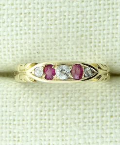 Victorian 18ct Gold Diamond and Ruby Ring, Birmingham 1884