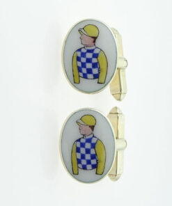 Sterling Silver Enamel Jockey Cufflinks by Alabaster and Wilson