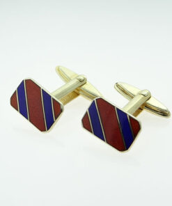 Vintage Sterling Silver Blue and Red School Tie Cufflinks