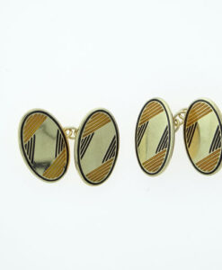 Vintage Sterling Silver Orange and Black Cufflinks