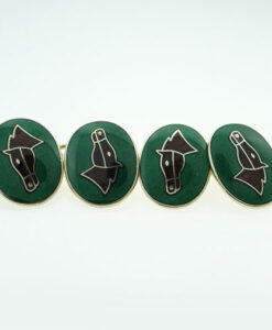 Vintage Silver Gilt Enamel Jockey Cufflinks