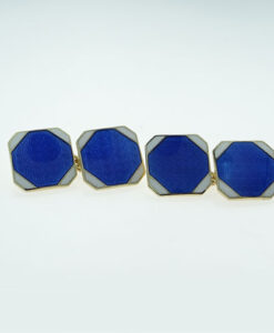 Sterling Silver Blue and White Enamel Cufflinks