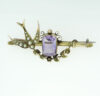 Victorian 9ct Gold Amethyst and Pearl Swallow Brooch