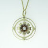 Antique 15ct Gold Diamond Flower Pendant