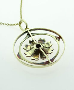 Antique 15ct Gold Diamond Flower Pendant