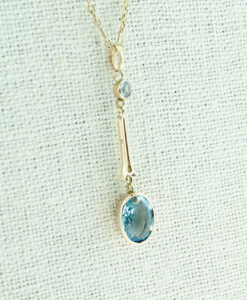 Antique 9ct Rose Gold Blue Topaz Pendant c1900