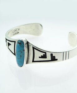 Sterling Silver Navajo Turquoise Bangle by Teller Indian Jewelry