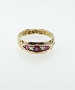Victorian 15ct Gold Ruby and Diamond Ring, Birmingham 1891