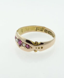 Victorian 15ct Gold Ruby and Diamond Ring, Birmingham 1891