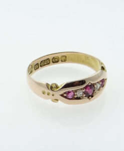 Victorian 15ct Gold Ruby and Diamond Ring, Birmingham 1891