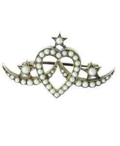 Antique 15ct Gold Pearl Sweetheart Brooch c1900