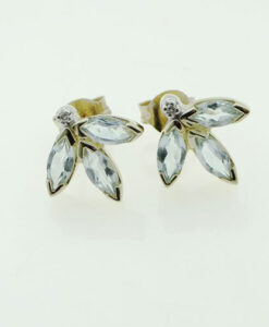 9ct Gold Blue Topaz and Diamond Earrings
