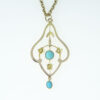 Antique 9ct Rose Gold Turquoise Pendant c1910