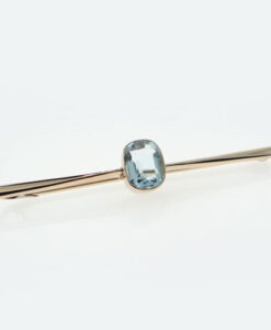 Antique 9ct Rose Gold Blue Topaz Bar Brooch
