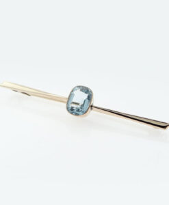 Antique 9ct Rose Gold Blue Topaz Bar Brooch