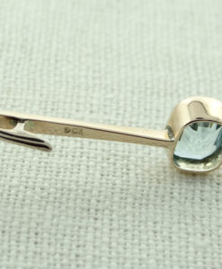 Antique 9ct Rose Gold Blue Topaz Bar Brooch