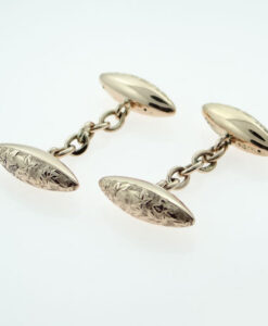 Antique 9ct Rose Gold Engraved Cufflinks