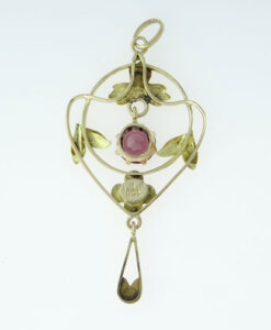 Antique 9ct Gold Almandene Garnet Pendant