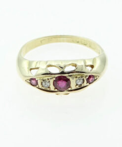 Antique 18ct Gold Ruby and Diamond Gypsy Ring
