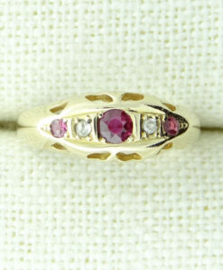 Antique 18ct Gold Ruby and Diamond Gypsy Ring