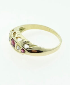 Antique 18ct Gold Ruby and Diamond Gypsy Ring