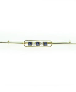 Art Deco 15ct Gold Sapphire & Pearl Brooch