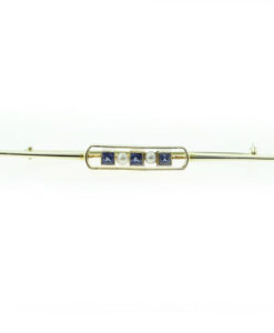 Art Deco 15ct Gold Sapphire & Pearl Brooch