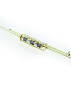 Art Deco 15ct Gold Sapphire & Pearl Brooch