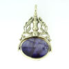 Vintage 9ct Gold Blue John Stone Spinner Fob