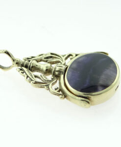 Vintage 9ct Gold Blue John Stone Spinner Fob