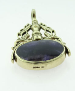 Vintage 9ct Gold Blue John Stone Spinner Fob
