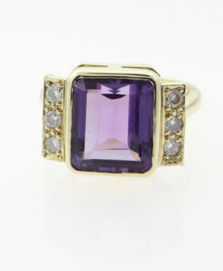 18ct Gold Diamond and Amethyst Cocktail Ring