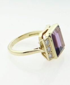 18ct Gold Diamond and Amethyst Cocktail Ring