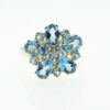 Blue Topaz and Diamond Cluster Ring in 9ct Yellow Gold