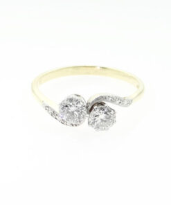Vintage 18ct Gold 1.00ct Two Stone Diamond Ring