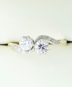 Vintage 18ct Gold 1.00ct Two Stone Diamond Ring