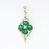 9ct Gold Four Leaf Clover Green Diopside and Diamond Pendant