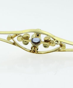 Antique 15ct Gold Aquamarine & Pearl Brooch c1910