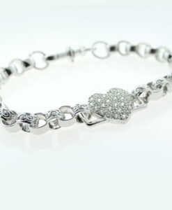 Sterling Silver Love Heart Belcher Bracelet