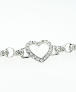 SILVER LOVE HEART BELCHER BRACELET
