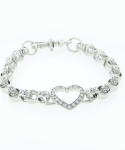 Child's Sterling Silver Open Love Heart Belcher Bracelet