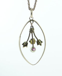 Antique 9ct Rose Gold Almandene Garnet and Seed Pearl Pendant c1910