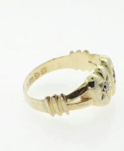 Antique 15ct Gold Diamond and Ruby Sweetheart Ring Hallmarked Chester 1908