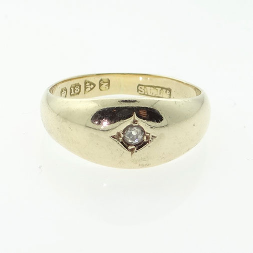 Antique 18ct Gold Diamond Gypsy Ring Hallmarked Chester 1913