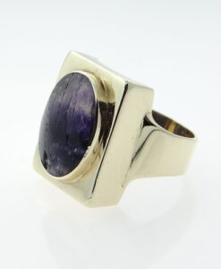 Vintage 9ct Gold Blue John Stone Statement Signet Ring
