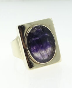 Vintage 9ct Gold Blue John Stone Statement Signet Ring