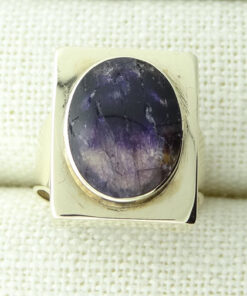 Vintage 9ct Gold Blue John Stone Statement Signet Ring