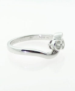 18ct White Gold Diamond Two Stone Twist Ring